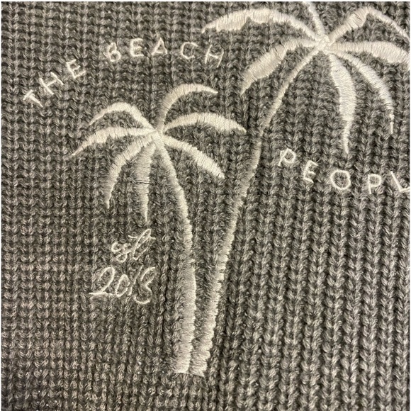 SOLD! THE BEACH PEOPLE Gray Twin Palms Chunky Knit Open Front Cardigan XL/2XL - Picture 10 of 16